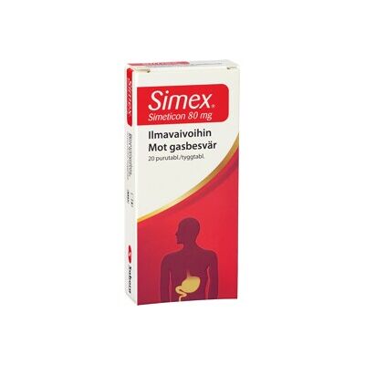 Simex Tuggtablett 80mg 20 tabletter Simex Tuggtablett 80mg 20 tabletter