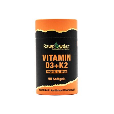 Rawpowder Vitamin D3 4000 + K2 80µg 90 kapsler Rawpowder Vitamin D3 4000 + K2 80µg 90 kapsler