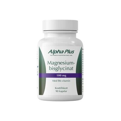 Alpha Plus Magnesiumbisglycinat 100mg 90 kapsler Alpha Plus Magnesiumbisglycinat 100mg 90 kapsler