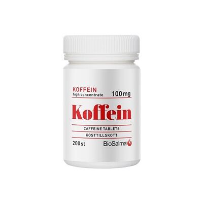 Biosalma Koffein 100mg 200 tabletter Biosalma Koffein 100mg 200 tabletter