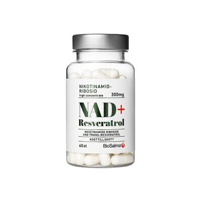 Biosalma NAD+ 300mg +Reservatrol 60 kapsler Biosalma NAD+ 300mg +Reservatrol 60 kapsler