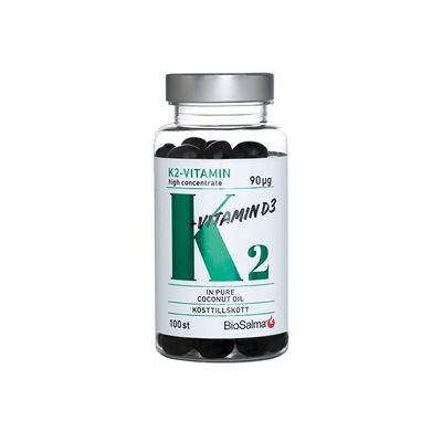 BioSalma K2 90µg + D3-vitamin 25µg 100 kapsler BioSalma K2 90µg + D3-vitamin 25µg 100 kapsler
