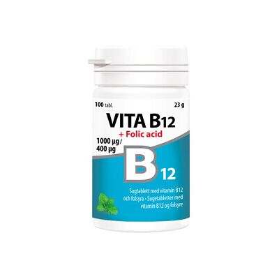 Vitabalans Vita B12 + Folsyra 1 mg/400 ug 100 tabletter Vitabalans Vita B12 + Folsyra 1 mg/400 ug 100 tabletter