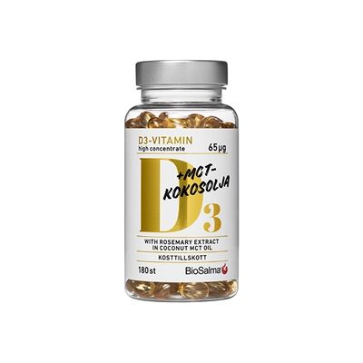 BioSalma D3-vitamin 65µg i MCT-kokosolja 180 tabletter BioSalma D3-vitamin 65µg i MCT-kokosolja 180 tabletter