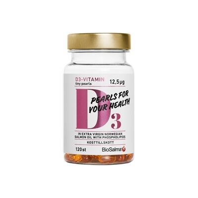 BioSalma D3-vitamin 12,5µg tiny pearls 120 kapsler BioSalma D3-vitamin 12,5µg tiny pearls 120 kapsler