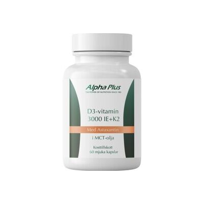 Alpha Plus D3-vitamin 3000 IE + K2 60 kapsler Alpha Plus D3-vitamin 3000 IE + K2 60 kapsler