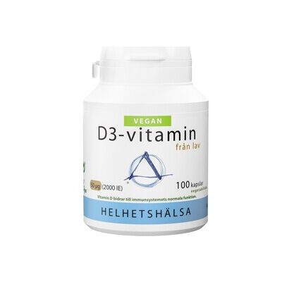 Helhetshälsa D3-vitamin Vegan 50 mcg 100 kapsler Helhetshälsa D3-vitamin Vegan 50 mcg 100 kapsler