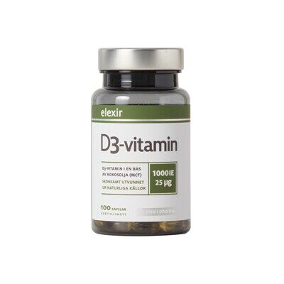 Elexir Pharma Elexir D3-vitamin 1000 IE 100 kapsler Elexir Pharma Elexir D3-vitamin 1000 IE 100 kapsler