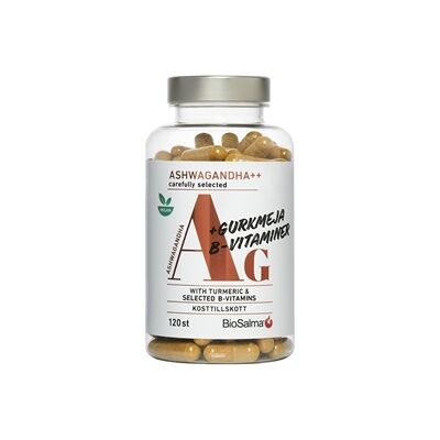 BioSalma Ashwagandha + Gurkmeja, B-vitaminer 120 tabletter BioSalma Ashwagandha + Gurkmeja, B-vitaminer 120 tabletter