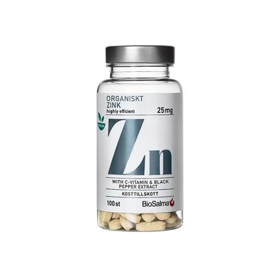 Biosalma Organiskt Zink 25mg 100 tabletter Biosalma Organiskt Zink 25mg 100 tabletter