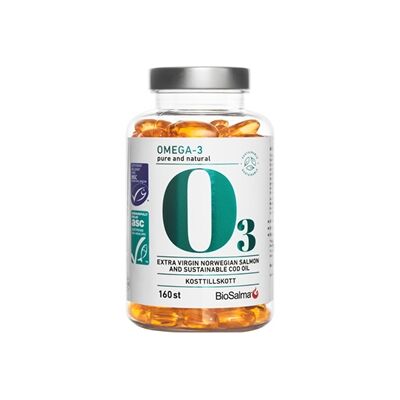 Biosalma Omega-3 pure and natural 160 kapsler Biosalma Omega-3 pure and natural 160 kapsler