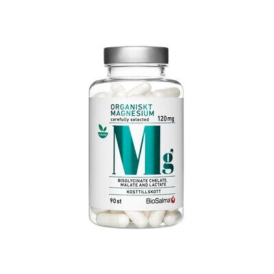 Biosalma Organiskt Magnesium 120mg 90 kapsler Biosalma Organiskt Magnesium 120mg 90 kapsler