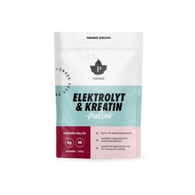 Pureness Elektrolyt & Kreatinpulver Körsbär-Hallon 200 gram Pureness Elektrolyt & Kreatinpulver Körsbär-Hallon 200 gram