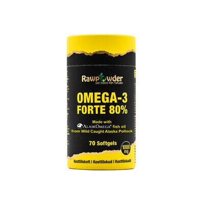 Rawpowder Alaska Omega-3 Forte 80% 1000mg 70 tabletter Rawpowder Alaska Omega-3 Forte 80% 1000mg 70 tabletter
