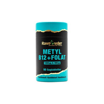 Rawpowder Metyl B12 1000µg + Folat 400µg 90 kapsler Rawpowder Metyl B12 1000µg + Folat 400µg 90 kapsler