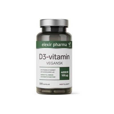 Elexir Pharma Elexir Vegan D3 100 kapsler Elexir Pharma Elexir Vegan D3 100 kapsler
