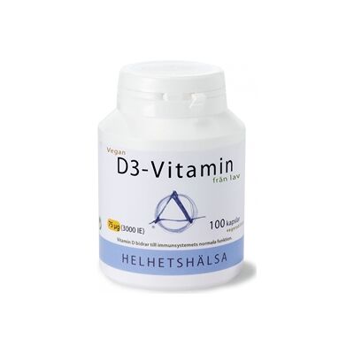 Helhetshälsa D3-vitamin Vegan 75 mcg 3000IE 100 kapsler Helhetshälsa D3-vitamin Vegan 75 mcg 3000IE 100 kapsler