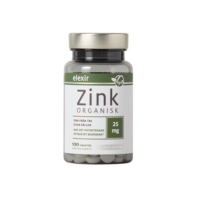 Elexir Pharma Organisk Sink 25 mg - Kosttilskudd Elexir Pharma Organisk Sink 25 mg - Kosttilskudd