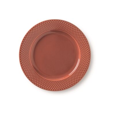 Lyngby Rhombe Porselens middagstallerken - 23cm - Terracotta Lyngby Rhombe Porselens middagstallerken - 23cm - Terracotta