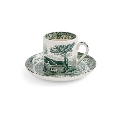 Spode Heritage Green Italiensk Espressokopp med skål 9 cl Spode Heritage Green Italiensk Espressokopp med skål 9 cl