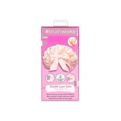 Brushworks Double Layer Satin Hair Bonnet Pink Brushworks Double Layer Satin Hair Bonnet Pink