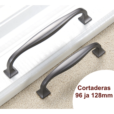 Håndtak, Metall, Grafittgrå "Cortaderas" 96mm Og 128mm - 128mm Håndtak, Metall, Grafittgrå "Cortaderas" 96mm Og 128mm - 128mm