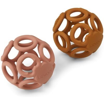 Liewood Jasmin Teether Ball 2pk. Dark Rose/mustard Mix Liewood Jasmin Teether Ball 2pk. Dark Rose/mustard Mix