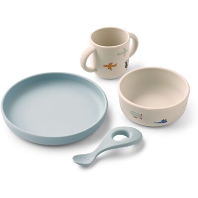 Liewood Vivi silikon sett - Ecru & Aviator - Baby servise Liewood Vivi silikon sett - Ecru & Aviator - Baby servise