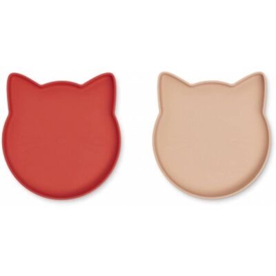 Liewood Marty Silikontallerken 2 Pk - Cat Apple Red/tuscany Rose Mix Liewood Marty Silikontallerken 2 Pk - Cat Apple Red/tuscany Rose Mix