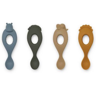 Liewood Liva Silikonskje 4 Pk - Safari Blå Multimix Liewood Liva Silikonskje 4 Pk - Safari Blå Multimix