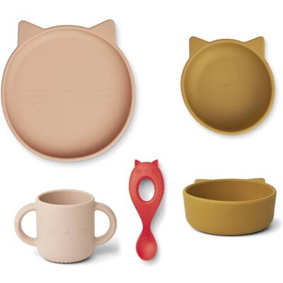 Liewood Vivi Silikon Spisesett Katt - Rose Multimix Liewood Vivi Silikon Spisesett Katt - Rose Multimix