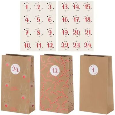 Adventskalendersett Poser Og Merkelapper Med Nummer 1-24 Adventskalendersett Poser Og Merkelapper Med Nummer 1-24