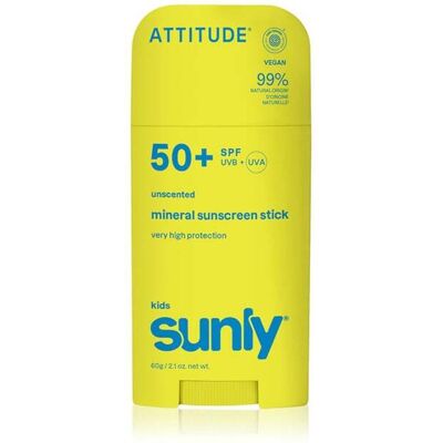 Attitude Sunly Kids Uparfymert Mineralsk Solkremstift Spf50+ 60g Attitude Sunly Kids Uparfymert Mineralsk Solkremstift Spf50+ 60g
