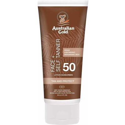 Australian Gold Ansikts- + Selvbruningslotion Solkrem Spf50 88ml Australian Gold Ansikts- + Selvbruningslotion Solkrem Spf50 88ml