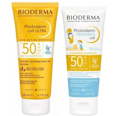 Bioderma Photoderm Lait Ultra Fuktgivende Solkremlotion Spf50+ 200ml + Photoderm Pediatrics Melk Spf50+ 100ml Bioderma Photoderm Lait Ultra Fuktgivende Solkremlotion Spf50+ 200ml + Photoderm Pediatrics Melk Spf50+ 100ml