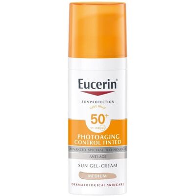 Eucerin Sun Photoaging Control Tonet Gelkrem Solkrem Spf50+ Medium 50ml Eucerin Sun Photoaging Control Tonet Gelkrem Solkrem Spf50+ Medium 50ml