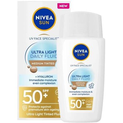 Nivea Sun Uv Face Specialist Ultralett Daglig Fluid Spf50+ Medium 40ml Nivea Sun Uv Face Specialist Ultralett Daglig Fluid Spf50+ Medium 40ml
