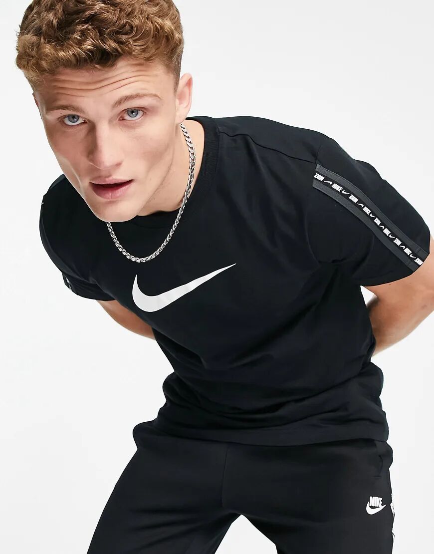 Nike Repeat taping t-shirt with swoosh logo in black  Black