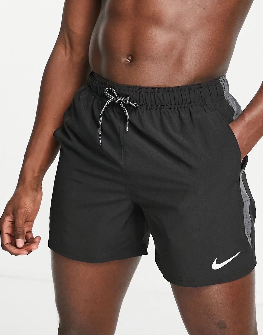 Nike Swimming 5 inch panelled volley shorts in black  Black