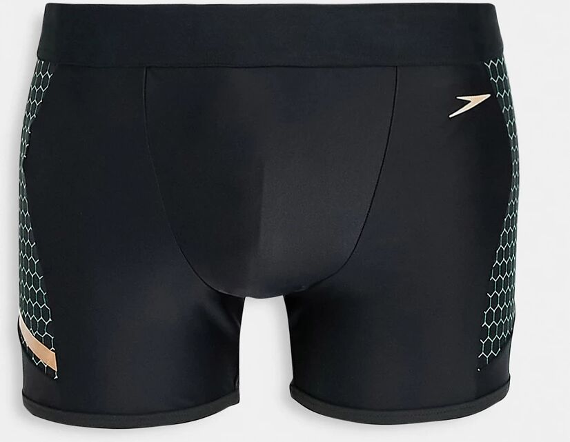 Speedo panel mesh aquashort in black and green-Multi  Multi