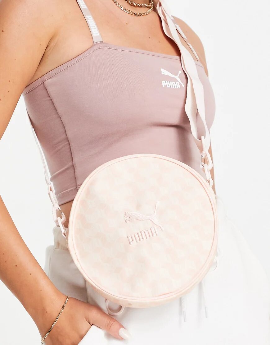 Puma AOP Round backpack in pink and white  Pink