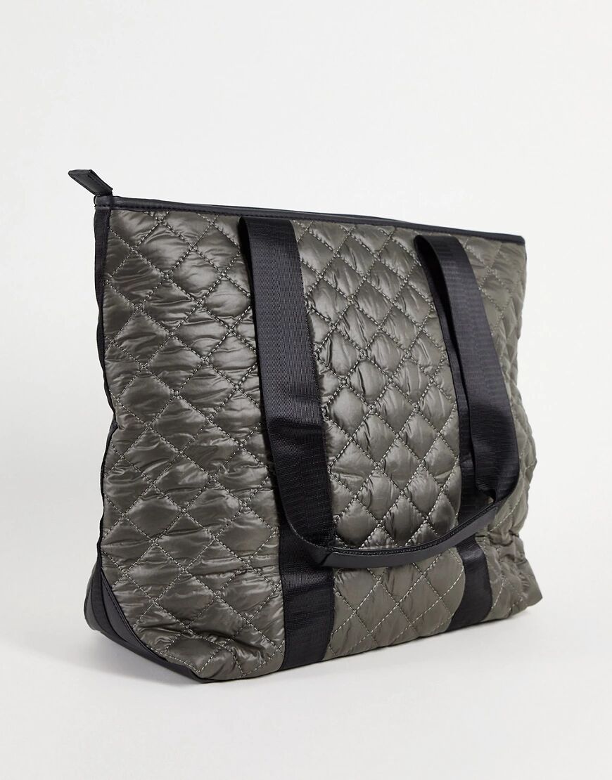 SVNX quilted nylon tote bag in grey  Grey