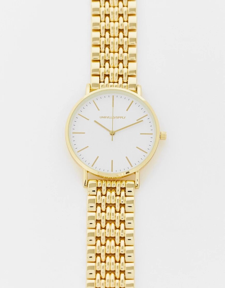 ASOS DESIGN bracelet watch with gold face in gold tone  Gold
