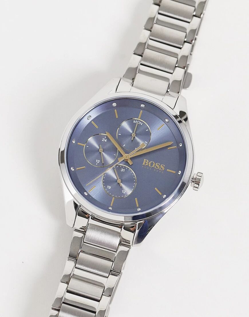 Boss womens blue dial chronograph bracelet watch in silver 1502583  Silver