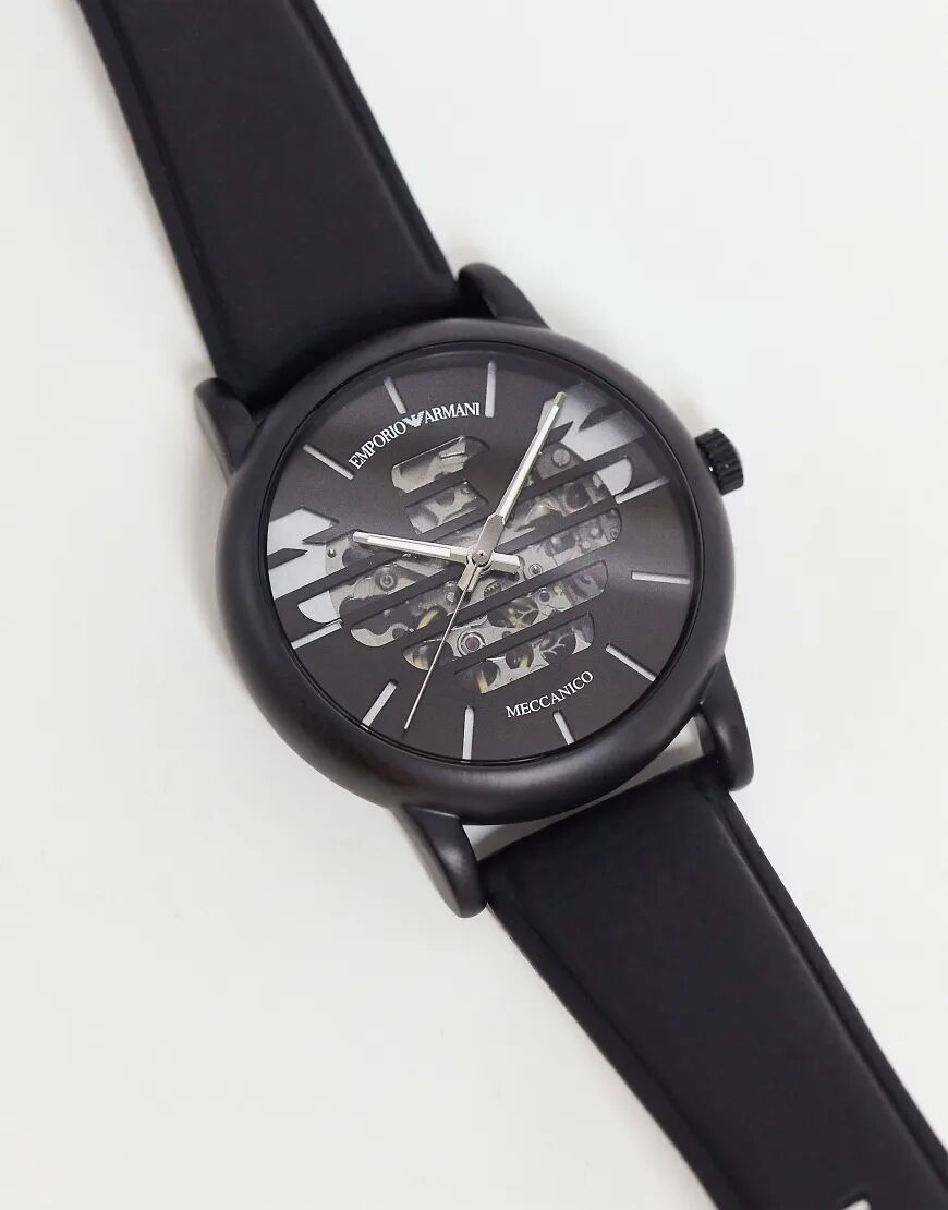 Emporio Armani mens luigi leather logo watch AR60032-Black  Black