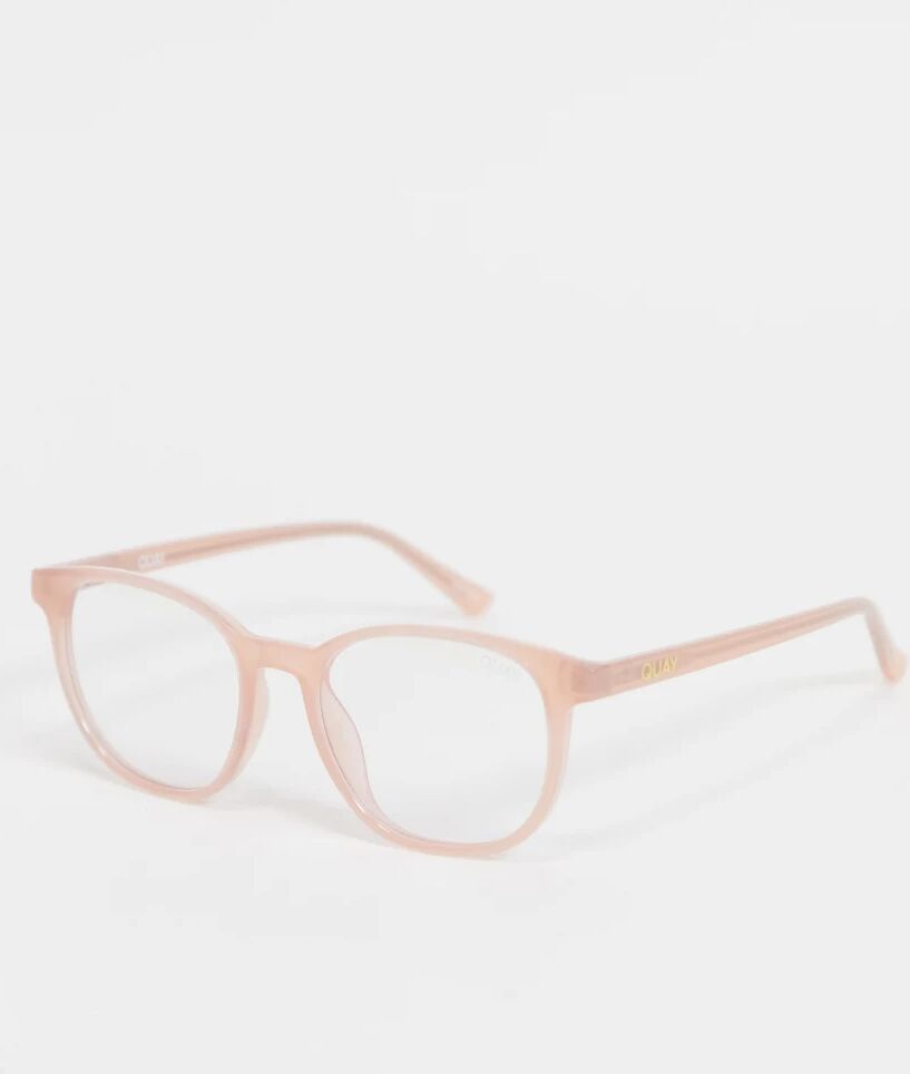 Quay Australia Quay Blueprint unisex round blue light lens glasses in blush-Pink  Pink