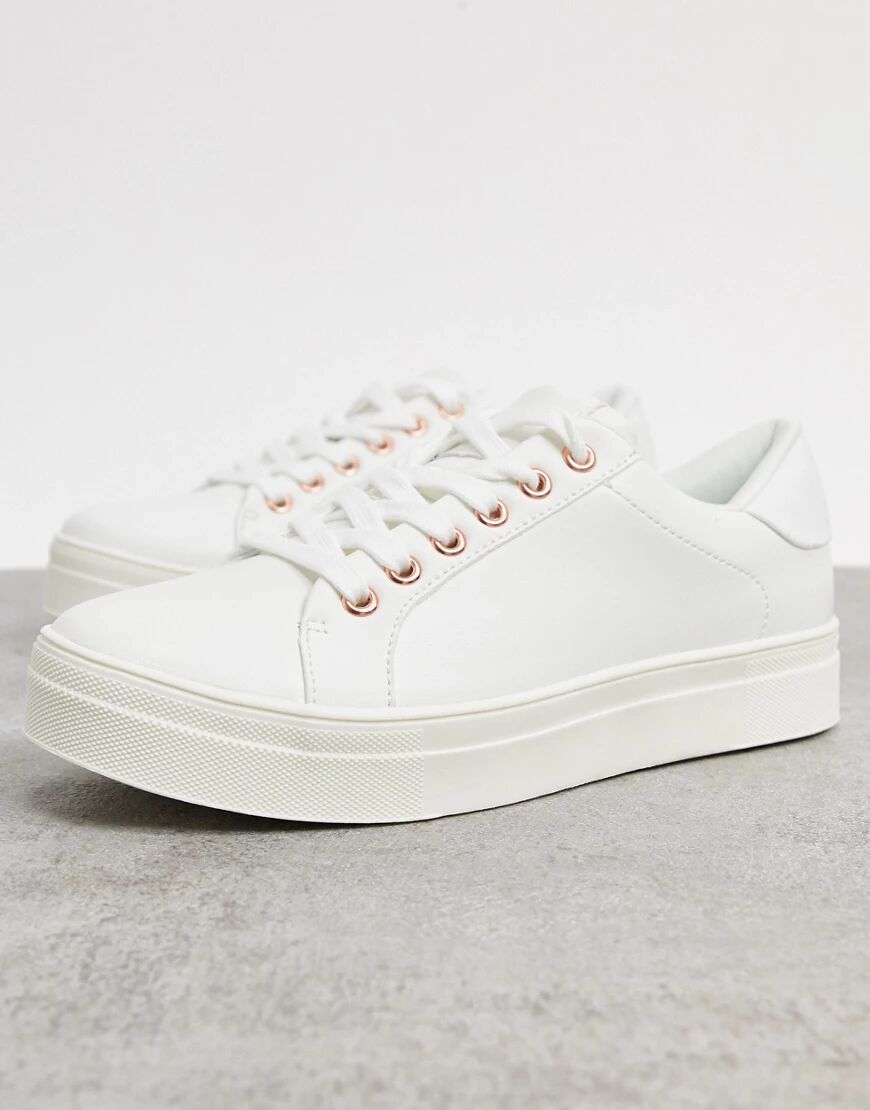 Accessorize chunky flatform trainers in white and rose gold  White