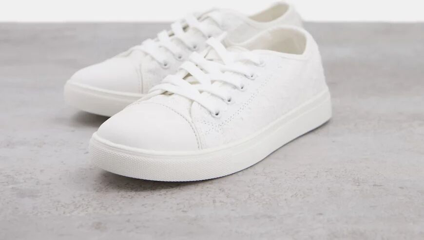 Accessorize trainers in white broderie anglais  White