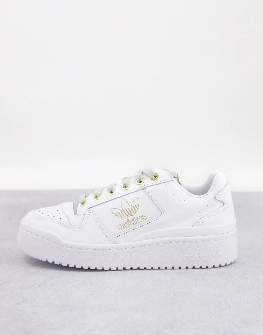 adidas Originals Forum bold trainers in white with matte gold detail  White