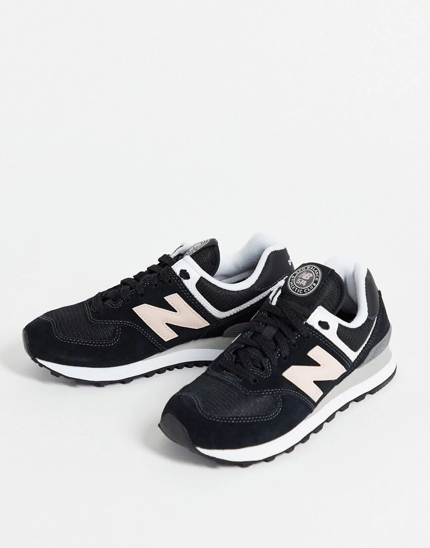 New Balance 574 trainers in black and pink  Black